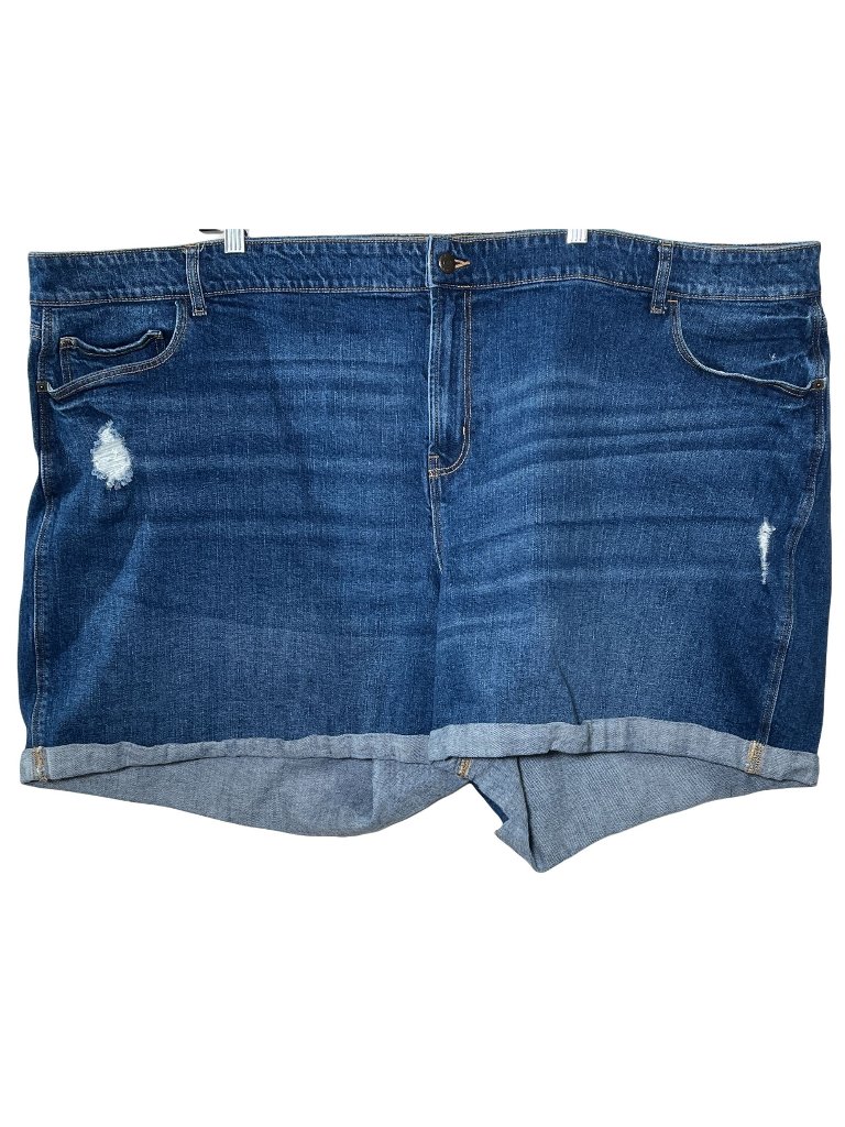 Old Navy Women Plus Size 30 Boyfriend Shorts Blue Denim Distressed